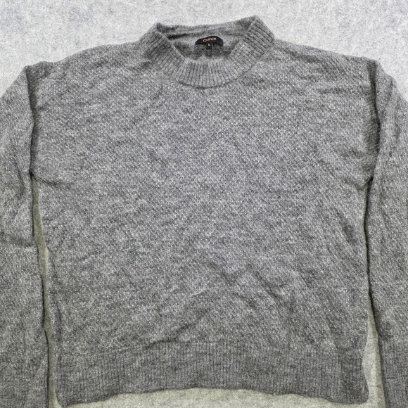 Quince Sweater Womens Large Gray Wool Alpaca Blend Mock Neck Pullover Knit - Picture 3 of 12